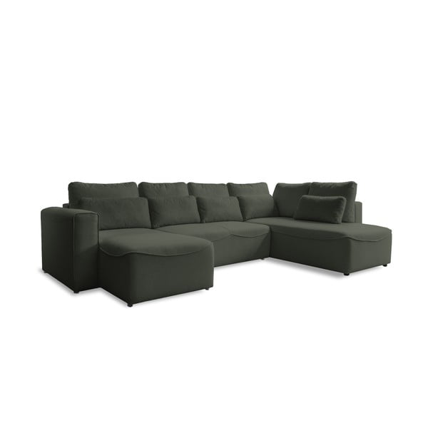Zaļš izvelkamais stūra dīvāns (U veida) Homely Tommy – Miuform