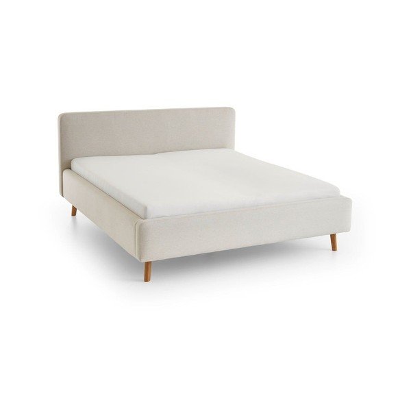 Krēmkrāsas polsterēta divvietīga gulta ar veļas kasti un redelēm 140x200 cm Mattis – Meise Möbel
