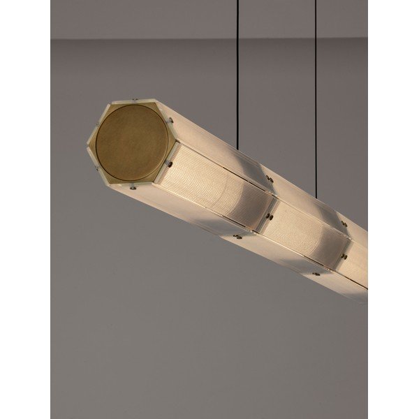 Misiņa krāsas tērauda LED piekaramā lampa ar regulējamu spilgtumu ar stikla abažūru Essenzo – Nova Luce-image-2