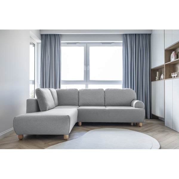 Gaiši pelēks izvelkamais stūra dīvāns (kreisais stūris) Bouncy Olli – Miuform-image-4