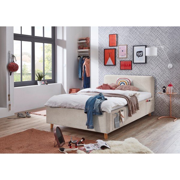 Bēša bērnu gulta ar veļas kasti ar redelēm 120x200 cm Cosy – Meise Möbel-image-1