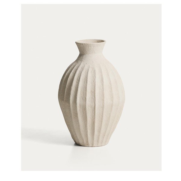 Krēmkrāsas rokām darināta/augsta vāze no papjēmašē (augstums 67 cm) Arquena – Kave Home