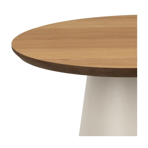 Krēmkrāsas/dabīga toņa apaļš žurnālgaldiņš ar ozolkoka imitācijas galda virsmu ø 45 cm Soli – Actona-image-2