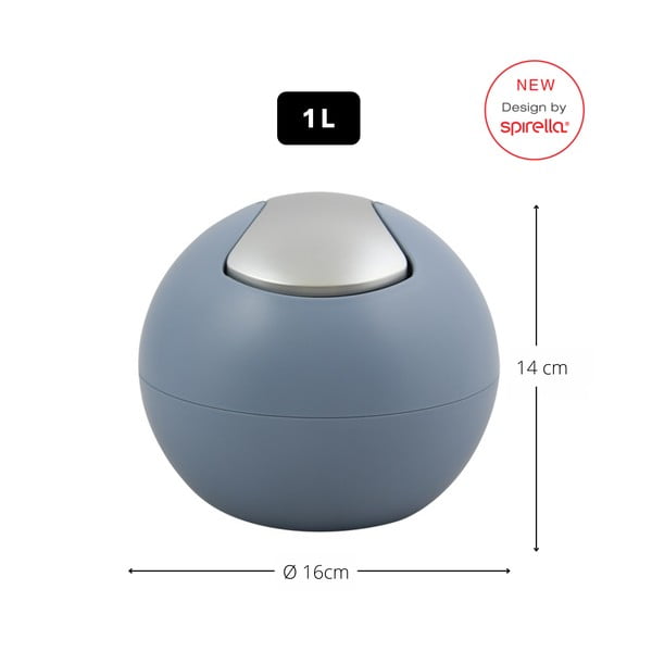 Gaiši zila plastmasas atkritumu tvertne 1 l   Bowl Matt – Spirella-image-2