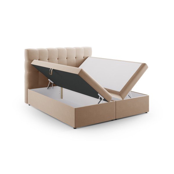 Gaiši brūna atsperu gulta ar veļas kasti 180x200 cm Bali – Cosmopolitan Design-image-4