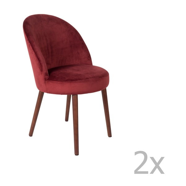 2 sarkanu Dutchbone Barbara krēslu komplekts