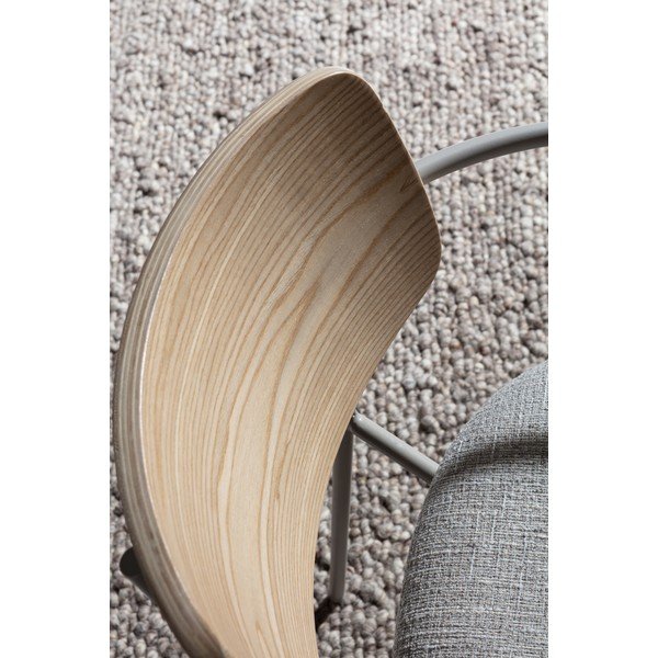 Gaiši pelēki/dabīga toņa polsterēti ēdamistabas krēsli ar roku balstiem Nour – MOME-image-2