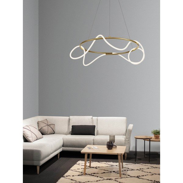 Zelta krāsas alumīnija LED piekaramā lampa ar regulējamu spilgtumu ar akrila stikla abažūru ø 70 cm Tiriac – Nova Luce-image-1