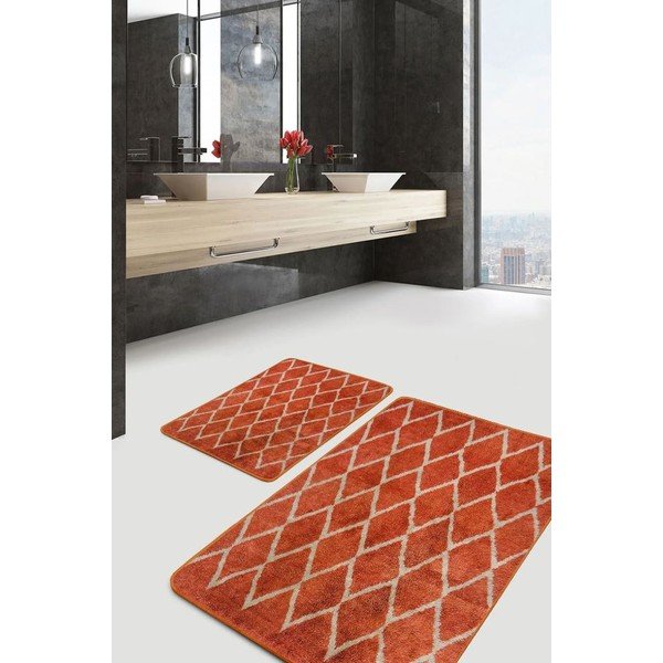 Terakotas oranži samta vannas istabas paklājiņi (2 gab.) 60x100 cm – Mila Home-image-1