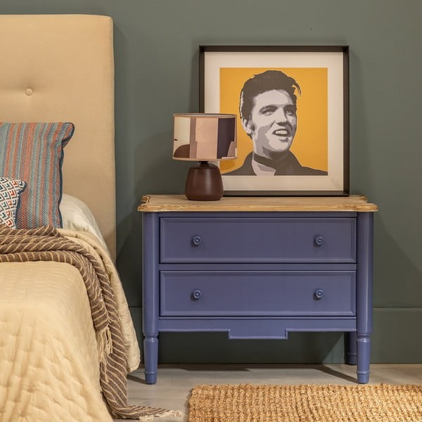 Zila egles masīvkoka zema kumode 80x60 cm – Ixia-image-1