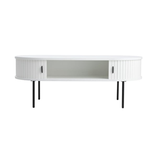 Balts žurnālgaldiņš ar ozolkoka imitāciju 60x120 cm Nola – Unique Furniture-image-3