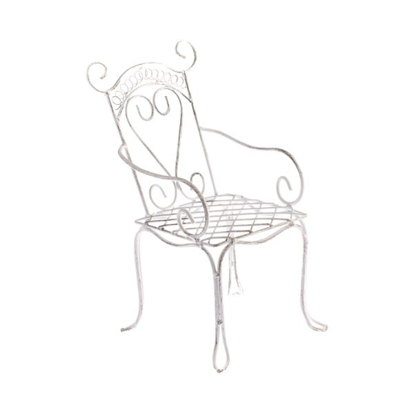 Balts metāla puķu statīvs Dakls krēsla formā