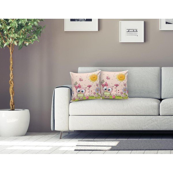 Bērnu spilvendrāna 43x43 cm Pink Owl – Mila Home-image-1