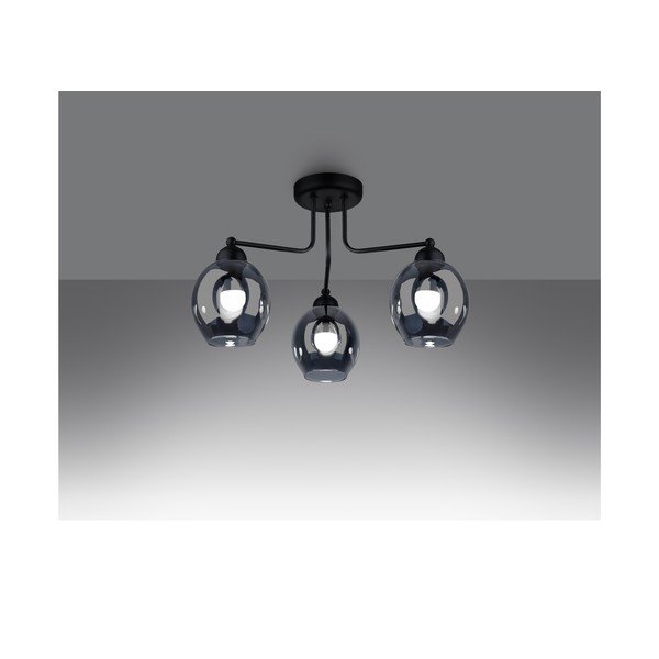 Melna griestu lampa ar stikla abažūru 54x54 cm Garten – Sollux-image-1