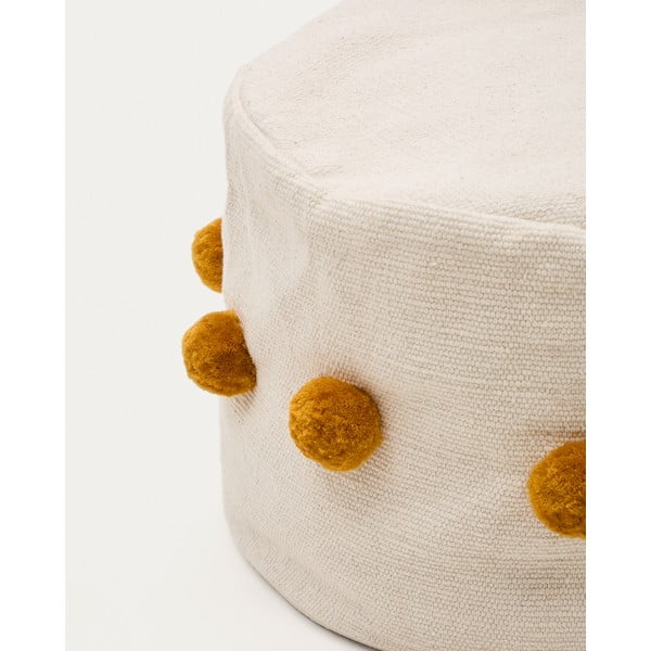Sinepju dzeltens/bēšs pufs Manua – Kave Home-image-1