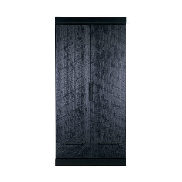 Melns koka drēbju skapis WOOOD Herringbone, augstums 195 cm-image-4