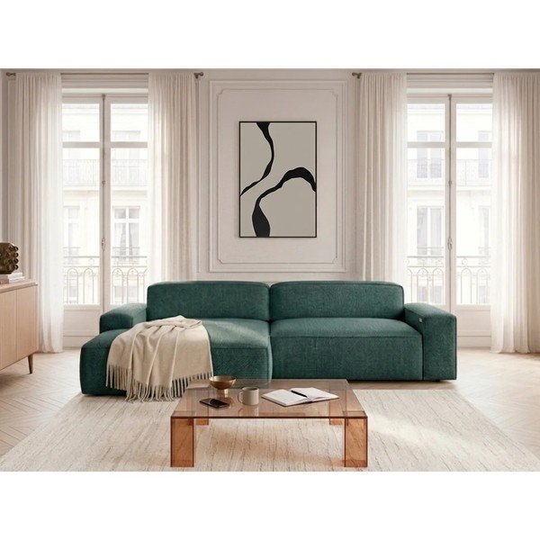 Zaļš salokāms/su elektriniu sėdynės reguliavimu stūra dīvāns (ar kreiso stūri) Abel – Bobochic Paris-image-4