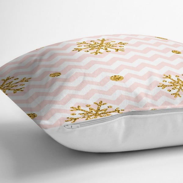 Ziemassvētku spilvendrāna Minimālistisks spilvena pārvalks Zelta sniegpārsliņas, 42 x 42 cm-image-1