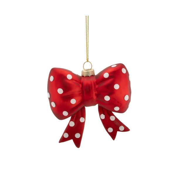 Stikla Ziemassvētku eglītes rotājums 3,5 cm Spotty Bow – Sass & Belle