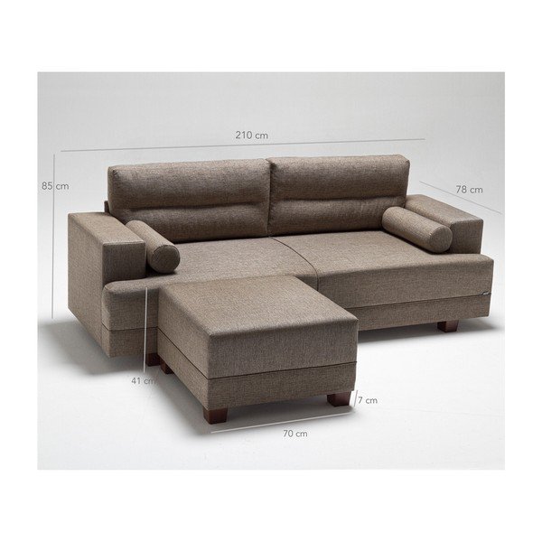 Brūns dīvāns ar pufu Balcab Home Ivett-image-1