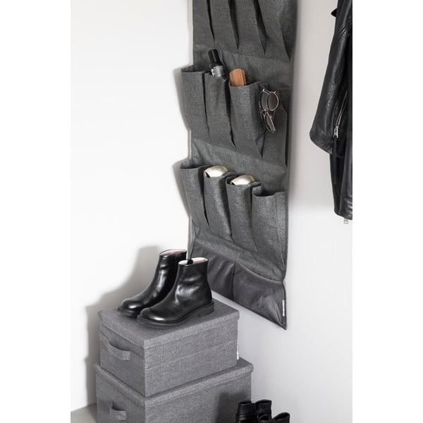 Pelēka tekstila uzglabāšanas kaste ar vāku 40x30x22 cm Soft Storage – Bigso-image-1