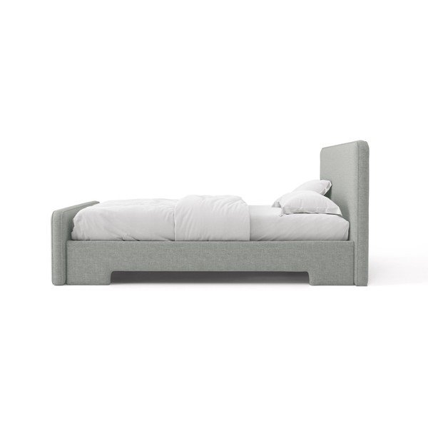 Gaiši pelēka polsterēta divvietīga gulta ar redelēm 140x200 cm Eda – Micadoni -image-3
