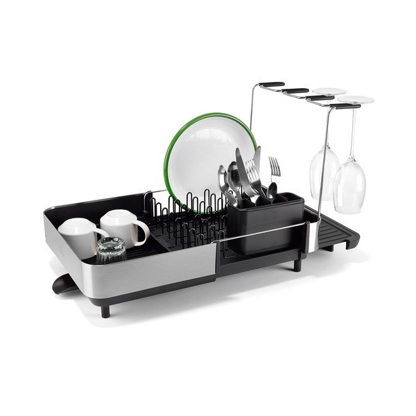 Melns plastmasas pielāgojams trauku žāvētājs 35,5x38 cm Extend Steel Plus – Joseph Joseph