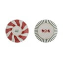 Sarkani/krēmkrāsas deserta māla šķīvji ar Ziemassvētku motīvu (2 gab.) ø 12,5 cm Yule – Bloomingville