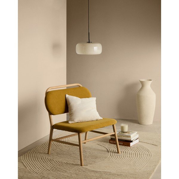 Sinepju dzeltens atpūtas krēsls no šenila auduma Helda – Kave Home-image-1