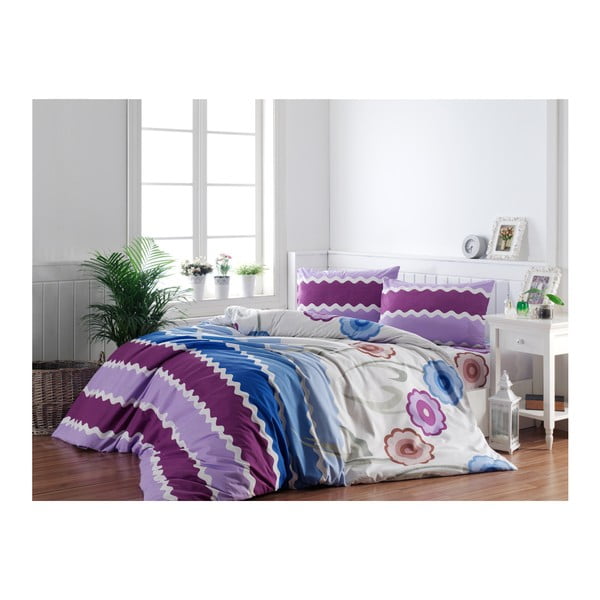 Violeta divvietīgas gultas pārklājs no ranforce kokvilnas, 200 x 220 cm