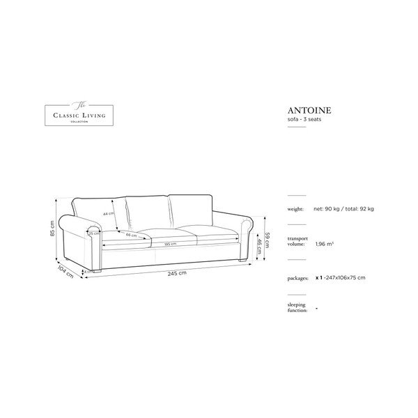 Melns dīvāns Windsor & Co Sofas Hermes, 245 cm-image-1