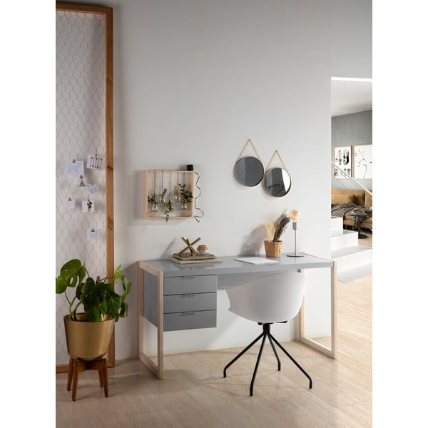 Pelēks rakstāmgalds ar priedes koka kājām Marckeric Frank-image-1