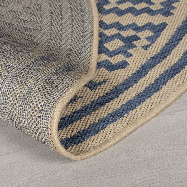 Zils/bēšs apaļš āra paklājs ø 160 cm Moretti – Flair Rugs-image-3