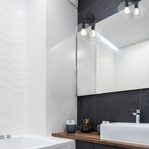 Melna sienas lampa SULION Bogard, ø 20 cm-image-1