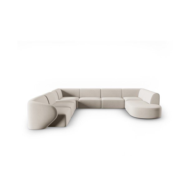 Bēšs samta stūra dīvāns (ar kreiso stūri/U veida) Paolo – Milo Casa