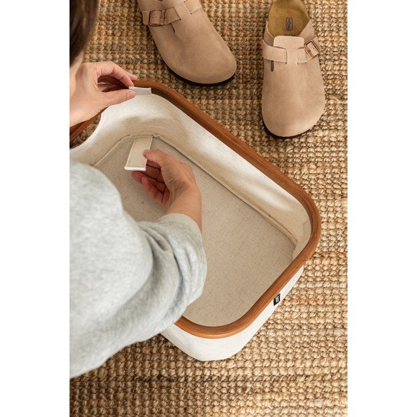 Krēmkrāsas tekstila uzglabāšanas kaste 38x26x16 cm Bamboo/Linen – Bigso-image-3