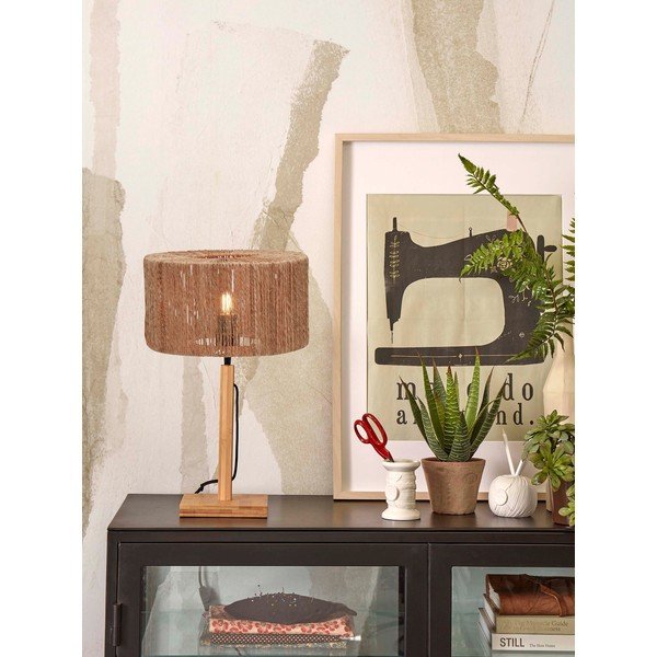 Dabīga toņa galda lampa ar džutas abažūru (augstums 37 cm) Iguazu – Good&Mojo-image-1