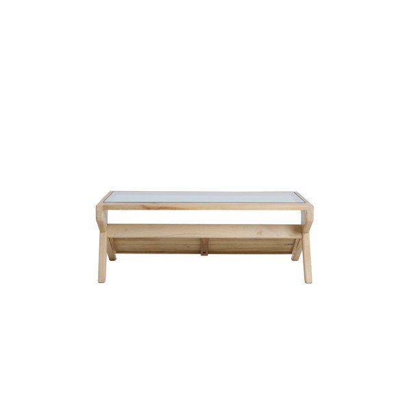 Gaiša dabīga toņa žurnālgaldiņš ar stikla galda virsmu 70x112 cm Yuki – Light & Living-image-4