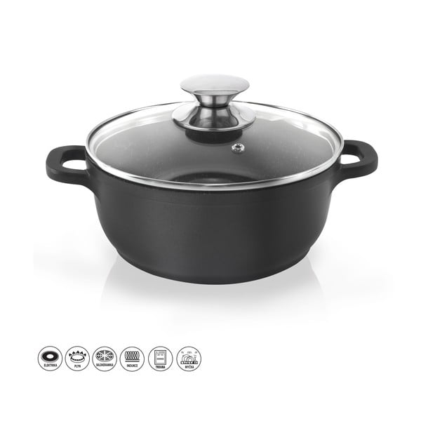 Hrnec s nepřilnavým povrchem Pfluon Granit se skleněnou poklicí Orion Grande, ⌀ 24 cm-image-3