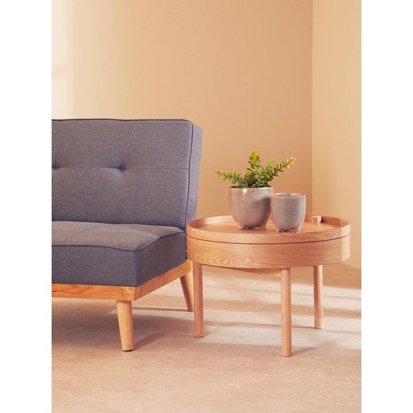 Apaļš sānu galdiņš ar priedes koka imitāciju ø 60 cm Viborg – Premier Housewares-image-4