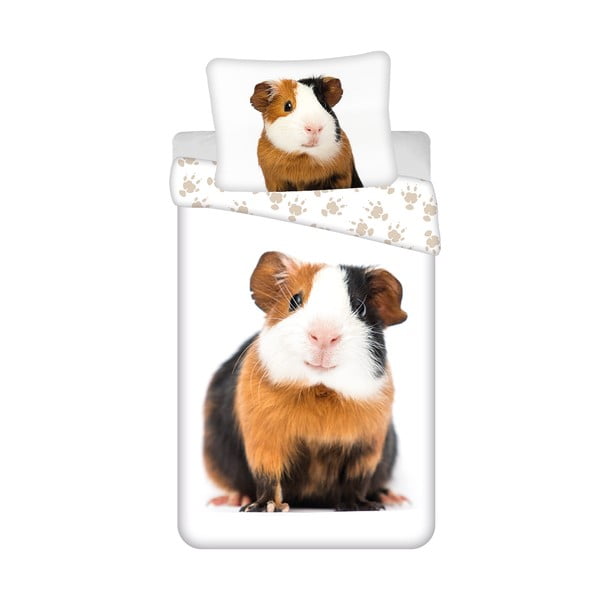 Balta vienguļamā kokvilnas bērnu gultas veļa 140x200 cm Guinea Pig – Jerry Fabrics