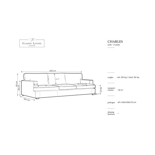 Gaiši rozā dīvāns Windsor & Co Sofas Daphne, 235 cm-image-1