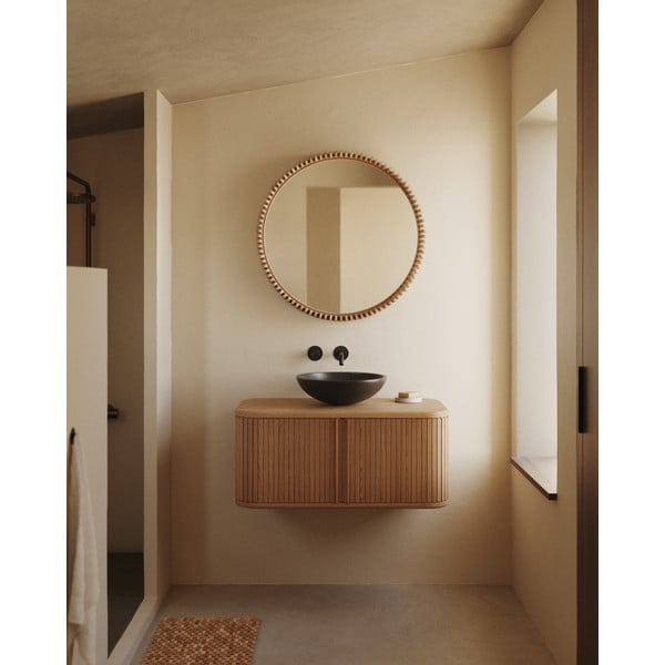 Sienas spogulis ar masīvkoka rāmi ø 60 cm Polke – Kave Home-image-1