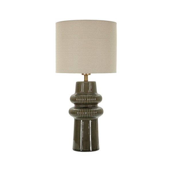Haki/krēmkrāsas keramikas galda lampa ar auduma abažūru (augstums 64,5 cm) Harmony – Mauro Ferretti