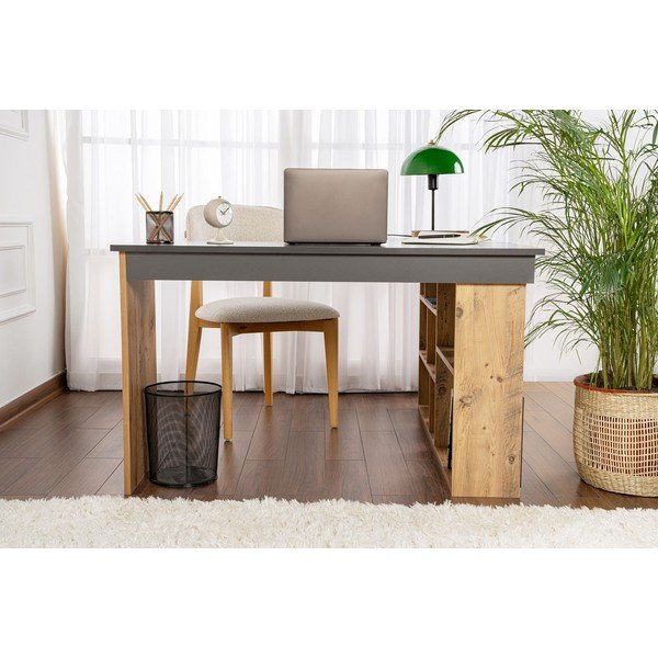 Darba galds ar priedes koka imitāciju 120x130 cm Vesper – Kalune Design-image-4