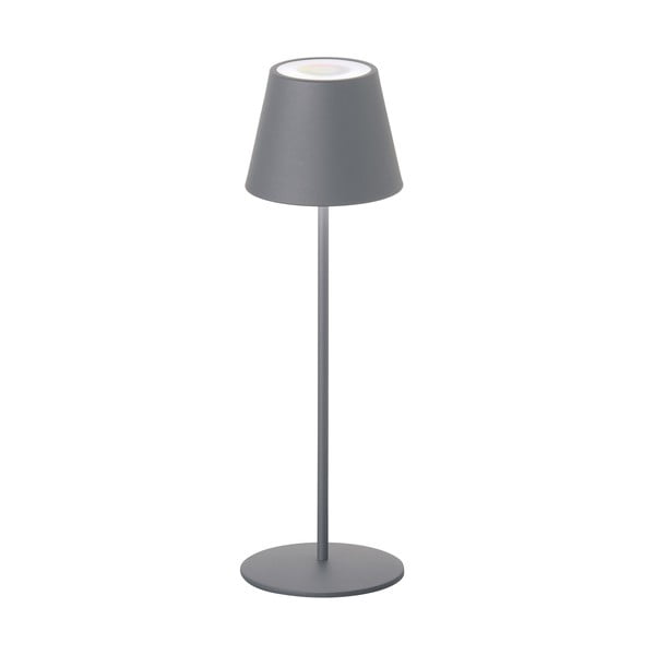 Pelēka LED galda lampa ar regulējamu spilgtumu/ar kustības sensoru un metāla abažūru (augstums 38 cm) Consenza – Fischer & Honsel