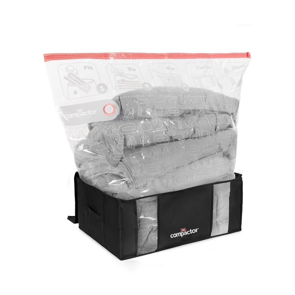 Vakuuma tekstila drēbju uzglabāšanas kaste ar stingrām malām (2 gab.) 65x45x27 cm Black Edition – Compactor-image-1