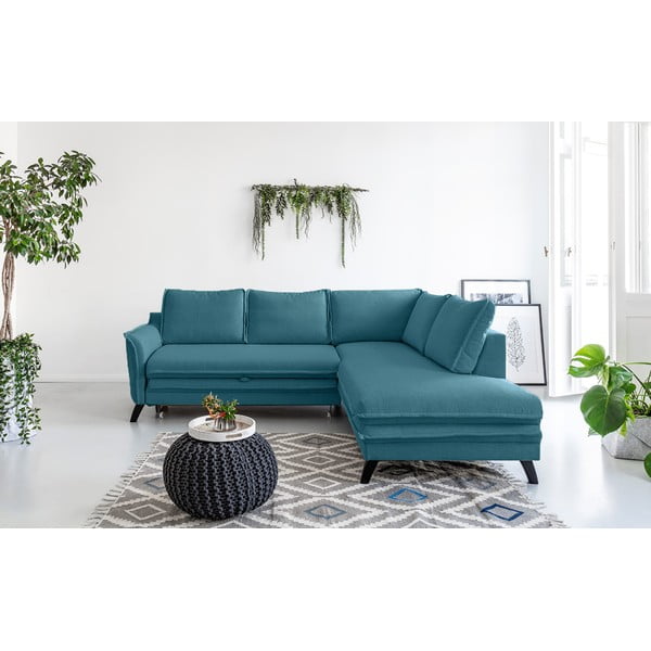 Tirkīza zils izlaižams stūra dīvāns Miuform Charming Charlie L, labais stūris-image-1