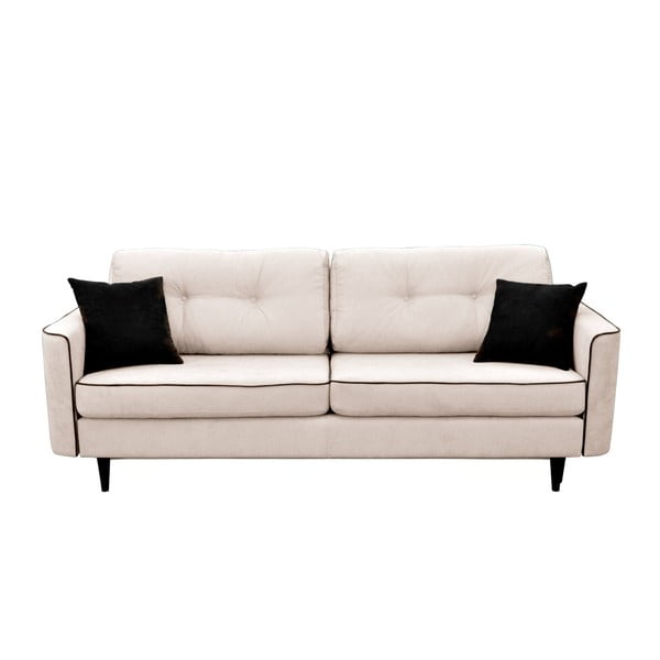 Krēmkrāsas trīsvietīgs izlaižams dīvāns ar melnām kājām Mazzini Sofas Magnolia