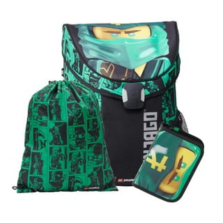 Zaļš mugursomas, sporta somas un penāļa komplekts LEGO® Ninjago Easy